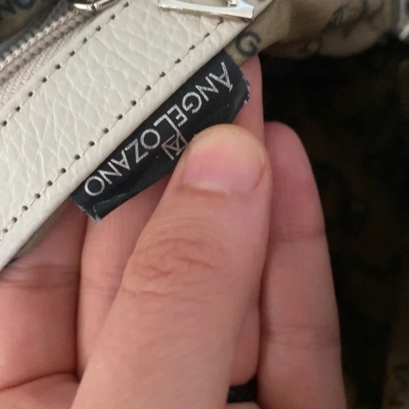 AngeLozano cream pebble leather colorful floral embroidered satchel bag. Boho - Picture 8 of 13